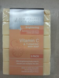 New Zealand Skin Clinic. 5pc Brightening Soap. Helps Reduce Dark Spots and Evens Skin Tones. Vitamin C & Turmeric Body Soap