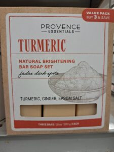 Provence Essentials Turmeric Natural Brightening Bar Soap 3pc Set. Turmeric, Ginger and Epsom Salt.