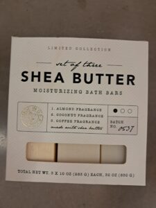 Shea Butter Moisturizing Bath Bars Soap. Almond Fragrance, Coconut Fragrance, Coffee Fragrance. (Blgton766)
